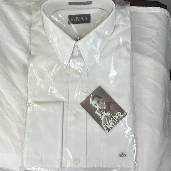 New in bag Kasper Men’s White Dress Shirt 15 1/2 x 34-35 - Picture 7 of 7
